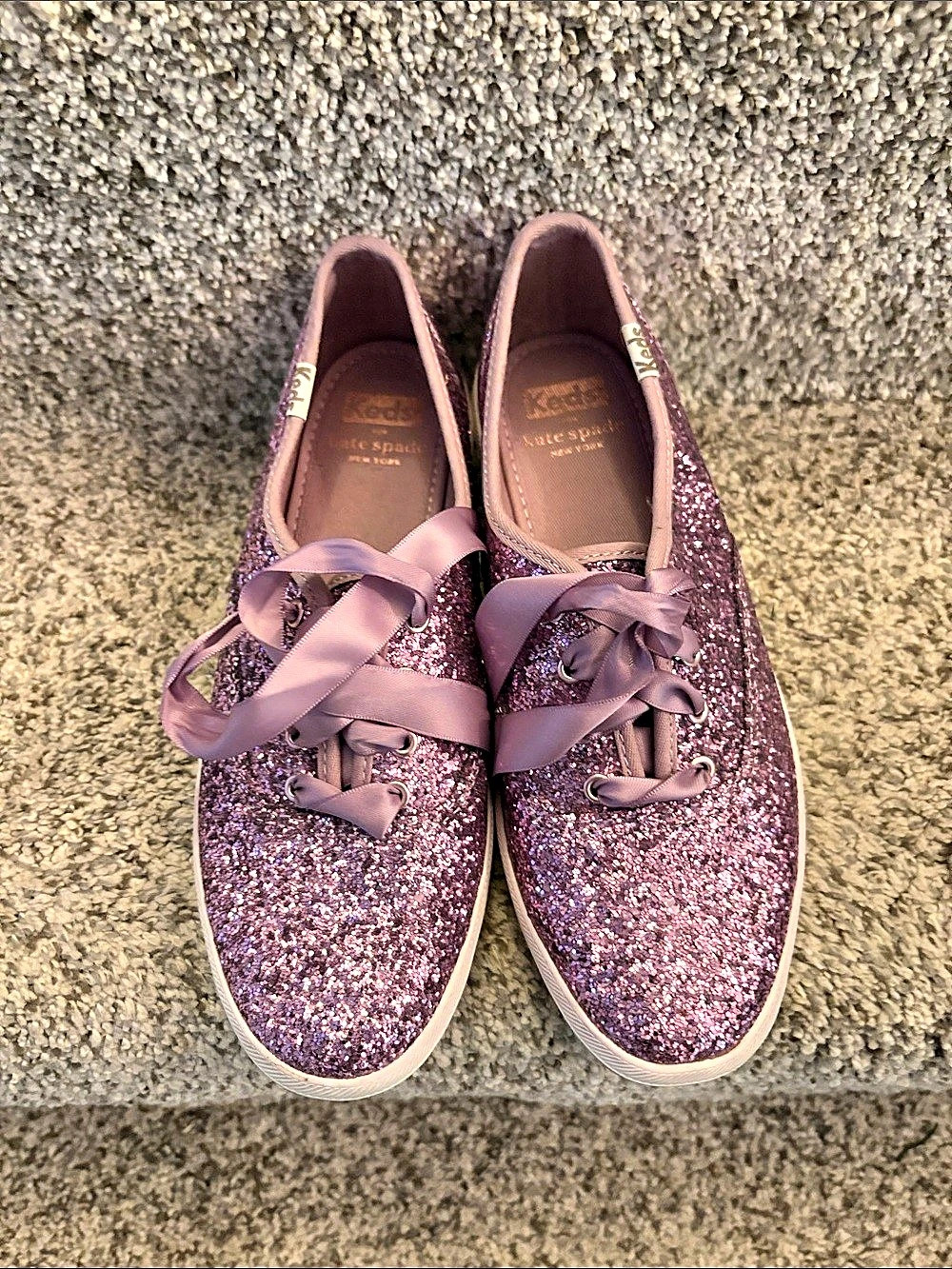 Keds/Kate Spade Glitter Lace-Up Sneakers in Purple Like New